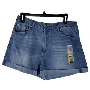 NWT No Boundaries Super High Rise Cuffed Denim Shorts with Button Closure